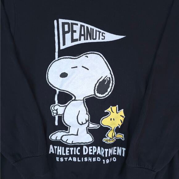 Peanuts Snoopy Woodstock Sweatshirt Womens 2 Black Crewneck Pullover Long Sleeve - Picture 4 of 8